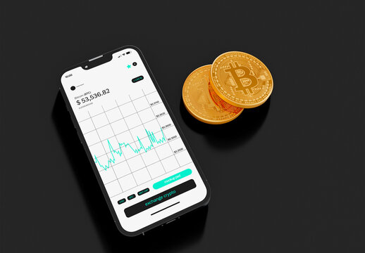 Cryptocurrency with Smartphone Device Mockup