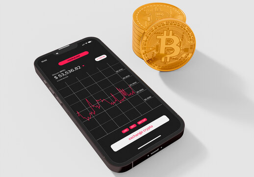 Bitcoin and Smartphone Mockup