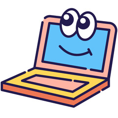 Laptop blue outline icon