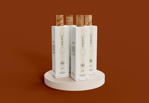 Perfume Bottles on Podium Mockup