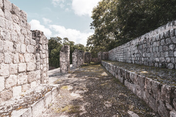 The ruins of a beautiful pyramid in the archaeological zone of Edzna in Mexico.