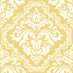 Fototapeta premium Orient vector classic yellow and white pattern. Seamless abstract background with vintage elements. Orient pattern. Ornament for wallpapers and packaging