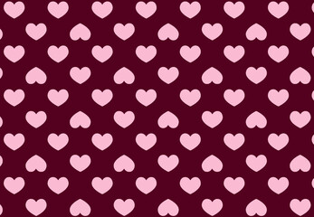 Seamless heart pattern of pink heart on purple background, maroon background ideal for Valentine's Day vector image for fabric, wallpaper, tablecloth Stock 