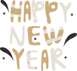 Happy new year typography illustration