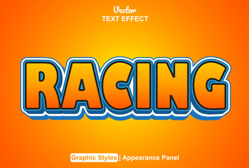 racing text effect with graphic style and editable.