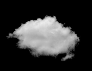 White cloud isolated on a black background realistic cloud.