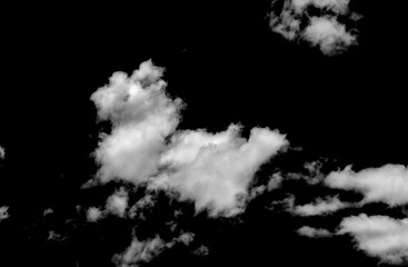 White cloud isolated on a black background realistic cloud.