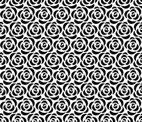 Flower geometric pattern with roses . Seamless vector background. White and black ornament