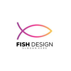 fish line gradient color design illustration logo