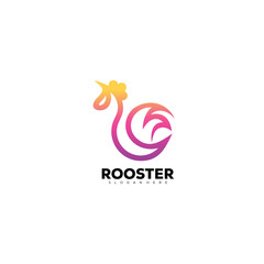 rooster line art design template logo gradient color