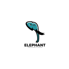 head elephant logo mascot design art color