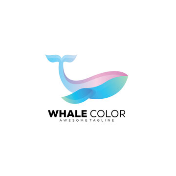 whale logo gradient colorful design template
