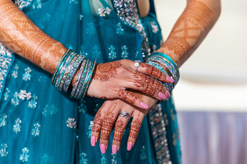 Indian HIndu bride's wedding henna mehendi mehndi hands close up