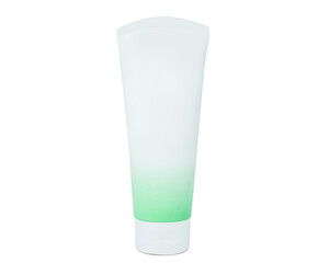 Blank White and Green cosmetic tube packaging Of Cream Or Gel Isolated On White Background