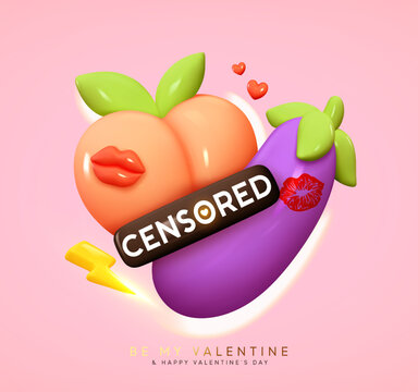 Eggplant and peach emoji Stock Vector