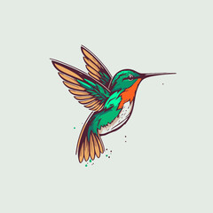 Obraz premium logo of Flaying hummingbird Bird Colorful vector Style. colibri icon
