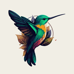 logo of Flaying hummingbird Bird Colorful vector Style. colibri icon © Vibrands Studio