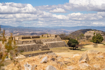 Beautiful view of the ancient ruins of the Mayan city of Monte Alban.