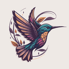 logo of Flaying hummingbird Bird Colorful vector Style. colibri icon
