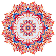 Mandala. Tracery wheel image. Mehndi design. Ethnic doodle art. Curved doodling picture. Vector