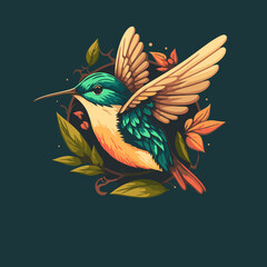 logo of Flaying hummingbird Bird Colorful vector Style. colibri icon © Vibrands Studio