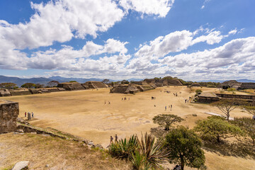 Beautiful view of the ancient ruins of the Mayan city of Monte Alban.