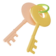 golden keys 3d icon