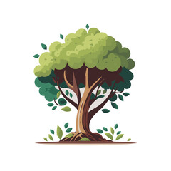 tree nature logo illustration. Vector cartoon style of a green tree