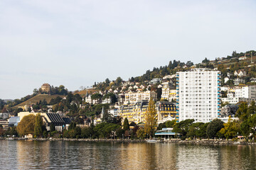 Montreux town view on Geneva Lake, Switzerland