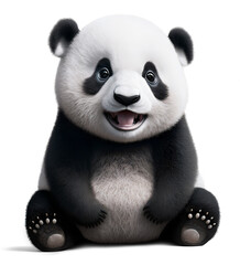 cute smiling baby panda, 3D illustration on isolated background