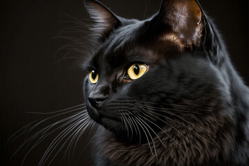 Handsome Black Cat portrait: A Regal and Playful Feline Generative AI