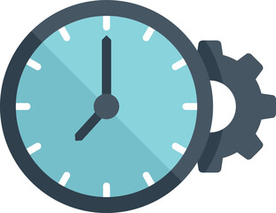 Clock gear time icon flat vector. Work control. Timer watch isolated