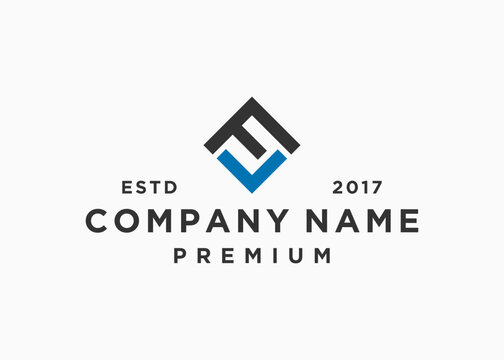 letter fv square logo design vector illustration template