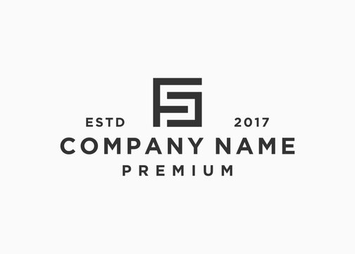 letter fs square logo design vector illustration template