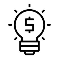 Isolated lightbulb in outline icon on white background. Creative idea, innovation, inspiration, business idea