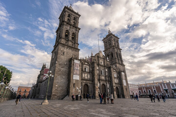 Naklejka na ściany i meble The beautiful Basilica Cathedral of Puebla in Mexico.