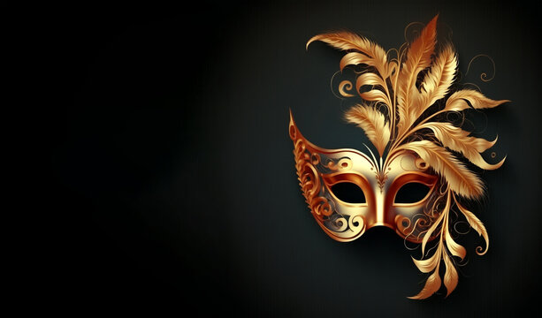 carnival mask on black background, Generative AI	