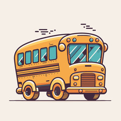 yellow school bus flat color vector icon logo illustration