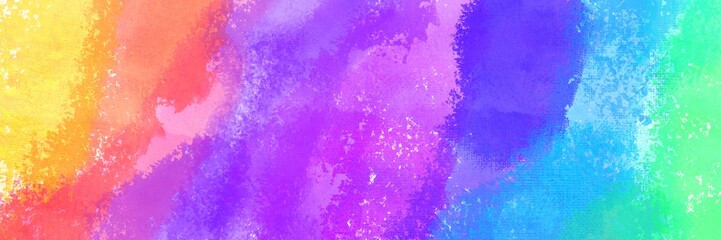 Fun bright colorful rainbow color background, abstract painted brush strokes with grunge texture spatter design, blue green orange red yellow and purple colors