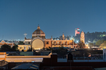 Fototapeta na wymiar Beautiful night view of the city of Puebla in Mexico.