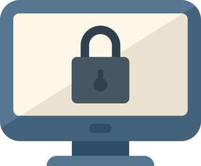 Monitor safe icon flat vector. Data privacy. Secure policy isolated