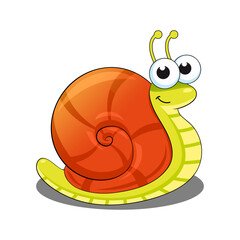 Cute snail smiling illustration vector.