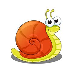 Cute snail smiling illustration vector.