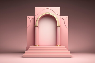 3D product stage, ramadhan, pink sage, islamic theme