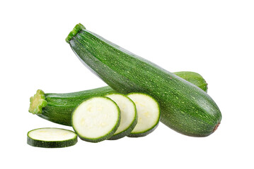 fresh green zucchini with slice on fresh green zucchini
