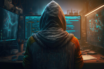 A hacker compromising security system, Generative AI