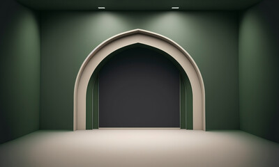 drum product stage, ramadhan, sage green, islamic theme with Generative AI