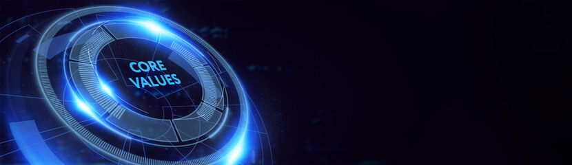Business, Technology, Internet and network concept. Core values responsibility ethics goals company concept.  3d illustration