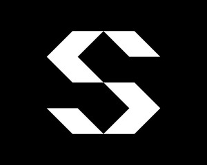 Letter S Geometric Tile Mosaic Modern Future Simple Minimal Monochrome Monogram Vector Logo Design