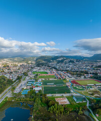 Aerial view of the sports fields in the wonderful city in Mexico.